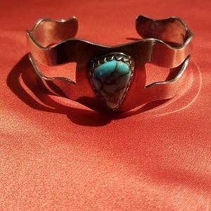 80's Vintage,  Genuine Silver &Turquoise Bracelet